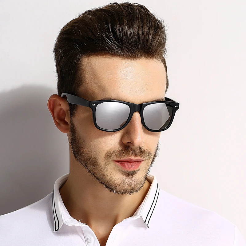HPIRME Square Vintage Sunglasses Man Retro Sun Glasses Male Mirror Eyewear UV400,black,one Size