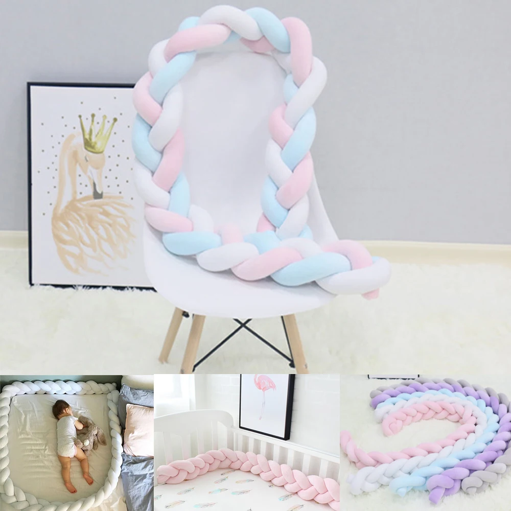 

Baby Handmade Nordic Knot Newborn Bed Crib Bumper Long Knotted Braid Pillow Baby Bed Plush Bumper Knot Crib Infant Room Decor