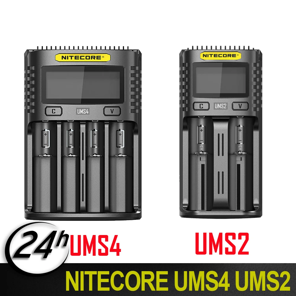 Новинка NITECORE UMS2 UMS4 SC4 интеллектуальное зарядное устройство USB выход 3A для LiFePO4 литий-ионный Ni-MH NiCd 10440 10440 10500 18650