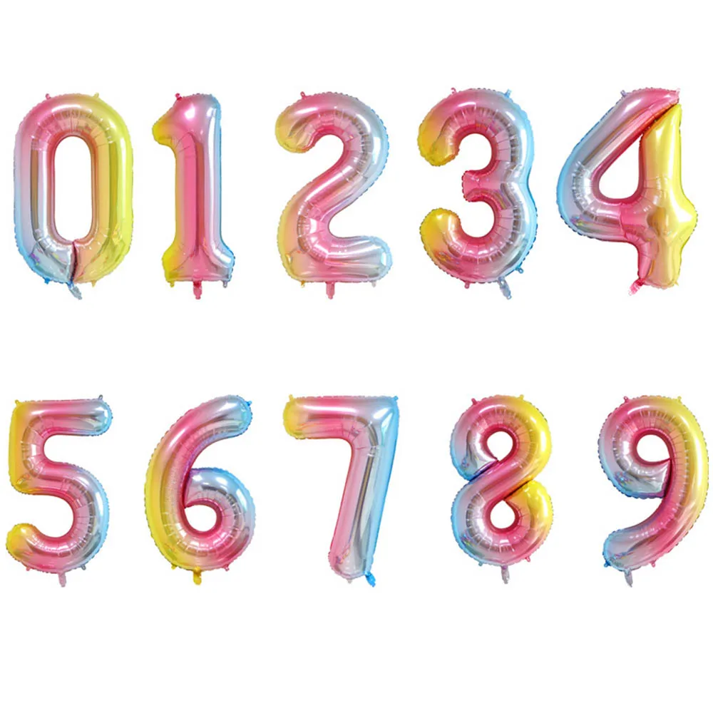 

40inch Air Ballon Globos Iridescent Rainbow Color 0-9 Number Digital Balloon Foil Balloons Birthday Wedding Party Decoration M18