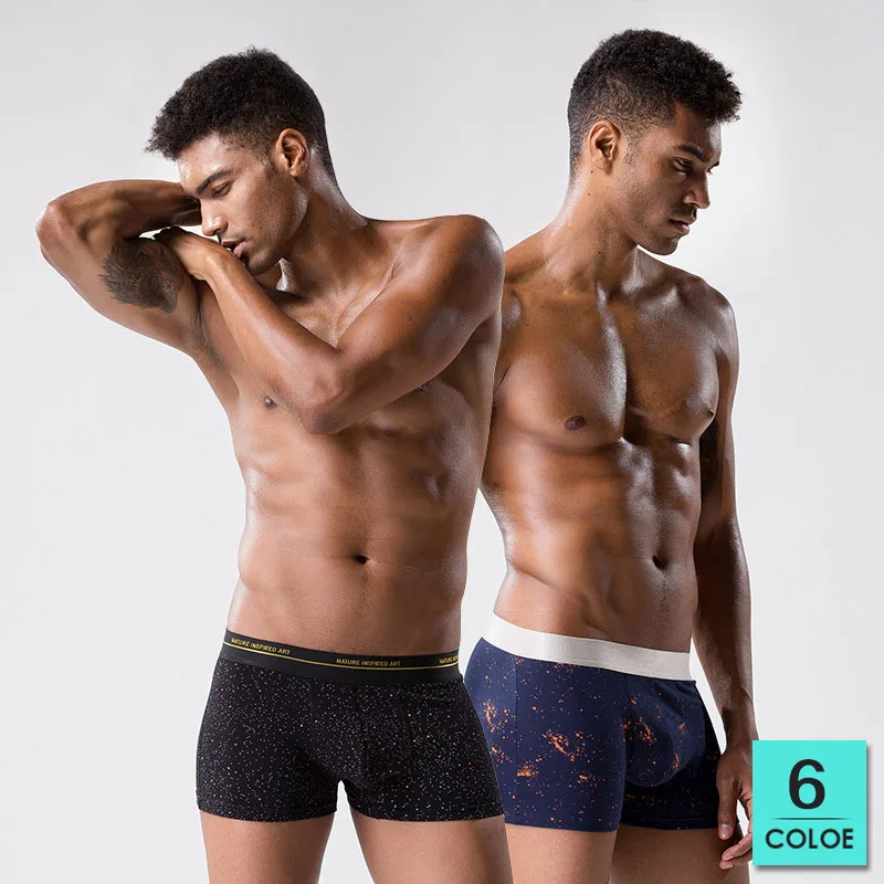 

Mens Cotton Starry Sky Star Print Underwear Fashion Young People Male Boxer Shorts Breathable Soft Man U Pouch Cueca Underpants