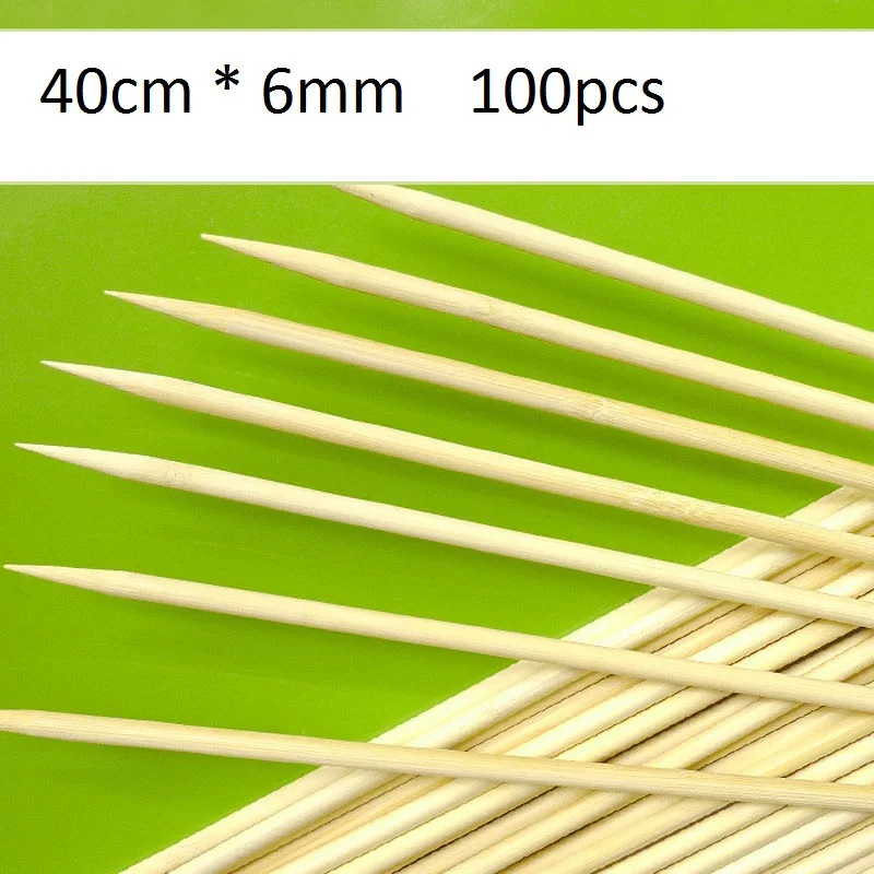 Hot 100pcs 40cm*6mm Bamboo Wooden BBQ Skewers Spiral Tornado Potato Skewers Bamboo Barbecue Sticks Natural Wood BBQ Skewer set