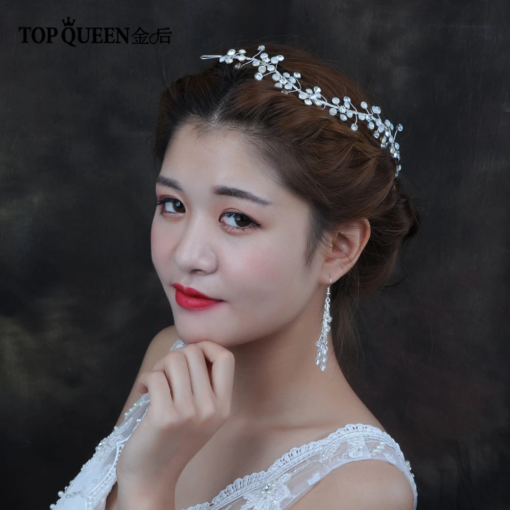 

TOPQUEEN HP191 Wedding accessories for bride Ladies wedding headwears Handmade Milk Rhinestone tiara Bride hair crown