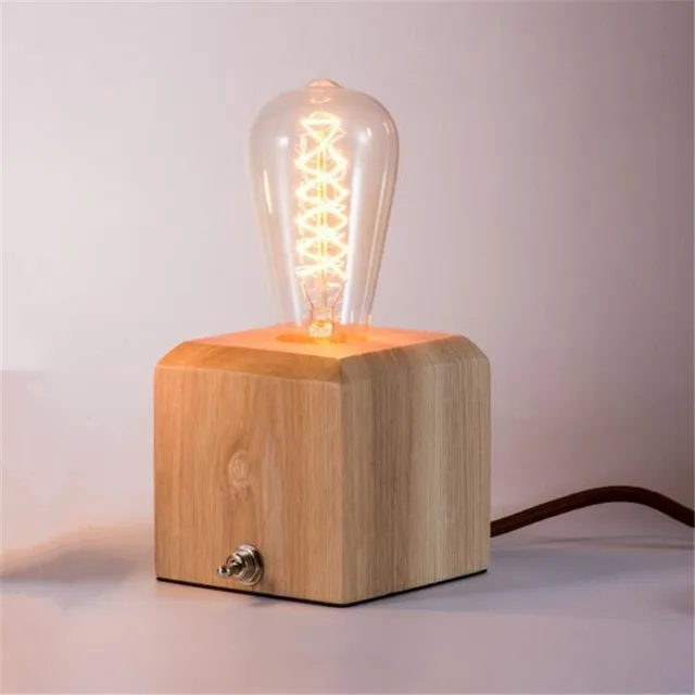 Vintage Hout Tafellamp Nachtkastje Licht voor E26 Lamp Woonkamer ... Vintage Hout Tafellamp Nachtkastje Licht voor E26 Lamp Woonkamer ...