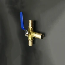 14 мм шланг Барб Трехходовой l-порт латунный шаровой клапан для воды масло воздуха