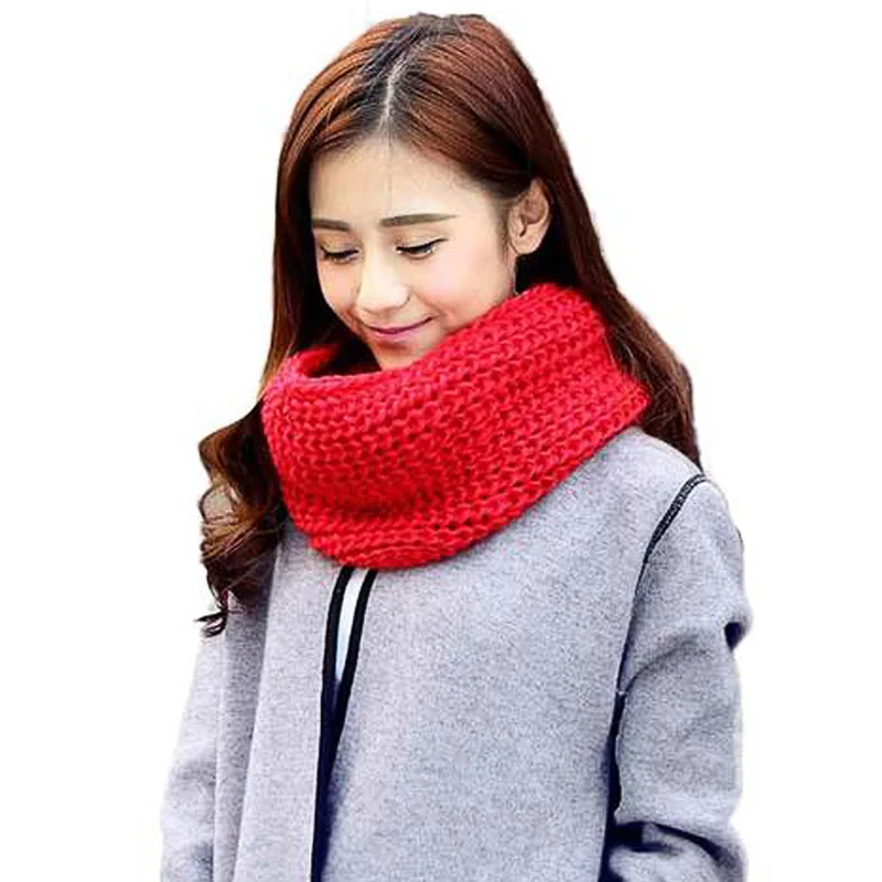 Women Autumn Winter Knitted Scarves Warm Casual Fashion Solid