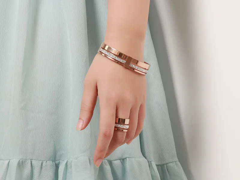 Мода бренд три слоя 316L Нержавеющая сталь кольца с настоящими Австрийскими кристаллами женские кольца, бижутерия модные Обручение подарок женский кольца
