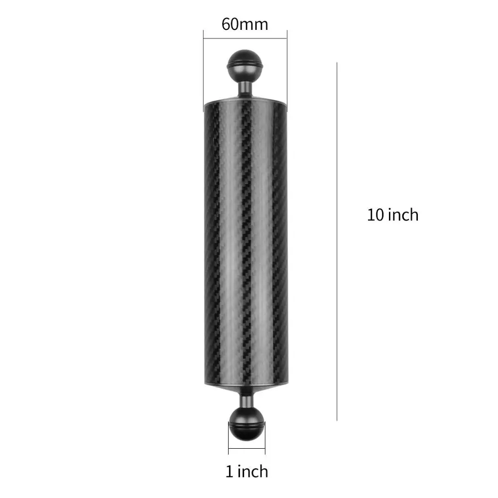 Поплавок из углеродного волокна плавучий корпус для дайвинга водный кронштейн расширенный двойной шар плавающий кронштейн для камеры подводный набор лотков - Цвет: D60mm 10inch