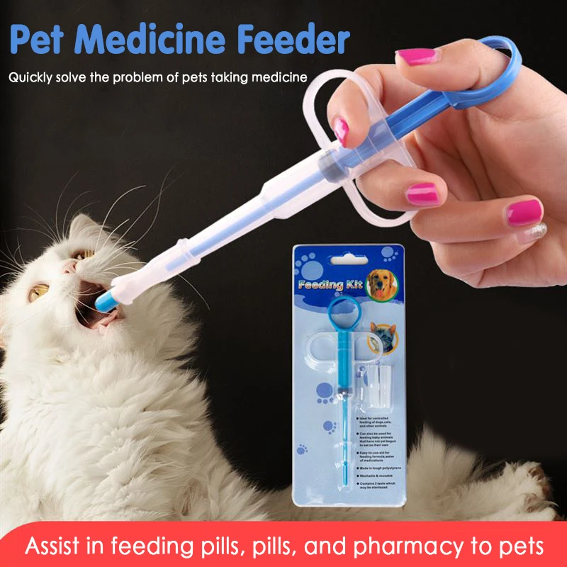 1PC Dog Cat Medicine Dispenser Leak-proof PP Pills Capsule Tablet Pusher Feeding Injection Needle Kit Pet Puppy Dog Feeder