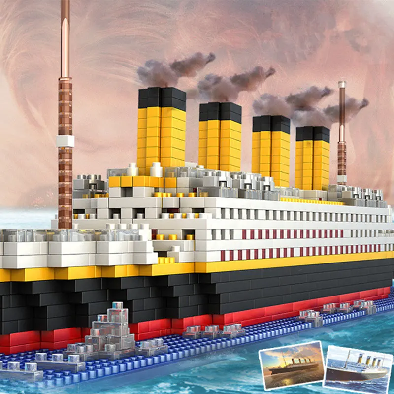 1860pcs Micro DIY Building Blocks Titanic Ship 3D Mini Model Educational Collection Kids Gifts Toys For Children