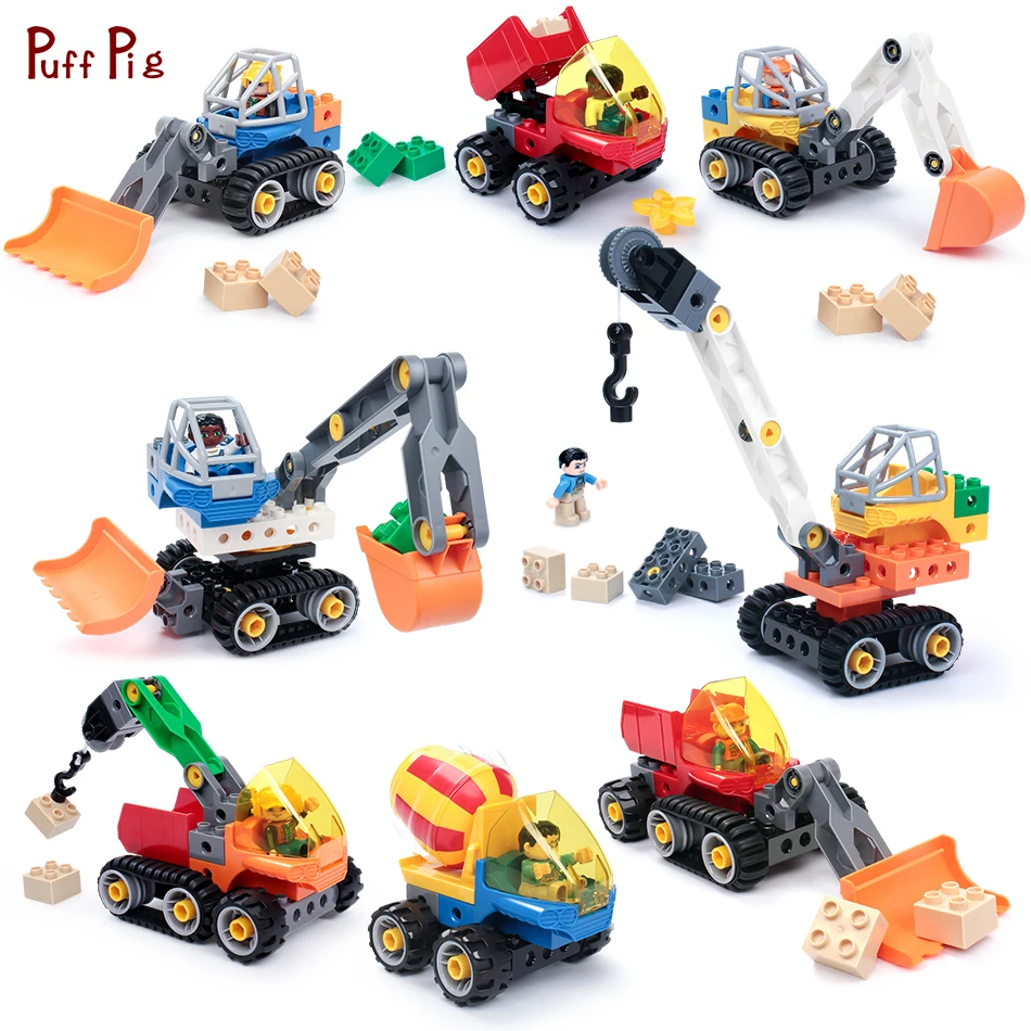 

Big Size DIY Engineering Excavator Crane Building Blocks Sets Compatible Legoings Duploe Bricks Kids Educational Toys Boys Gifts