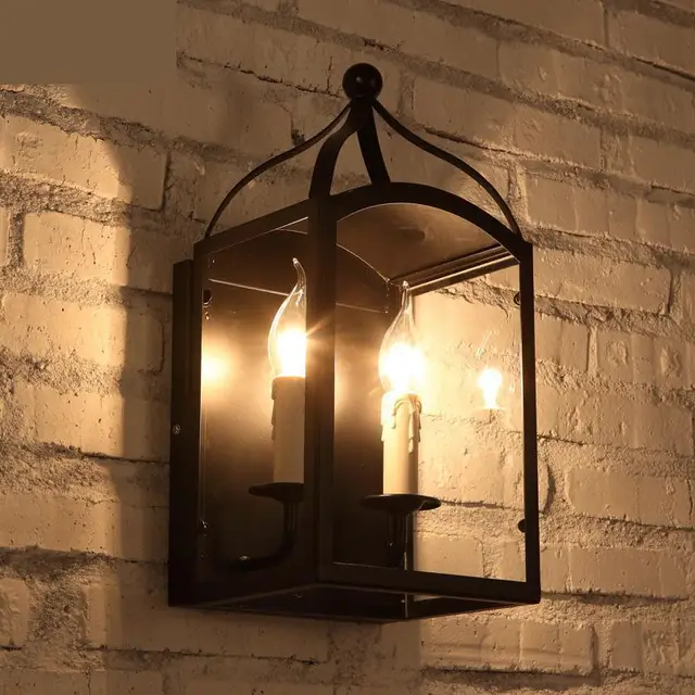 Cottage 2 Head Black Iron Lamp Italy Style Retro Rustic Bar Wall Cottage 2 Head Black Iron Lamp Italy Style Retro Rustic Bar Wall Antique Corridor Cafe Lighting Lique Murale Luminaire