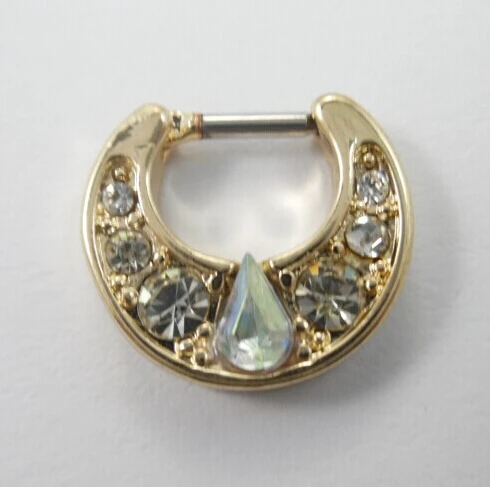 

2015 Real Ear Plugs Fake Septum 12 Pcs Surgical Steel Cz For Clicker Small Hoop Septum Jewerly Nose Ring Body Piercing Jewelry