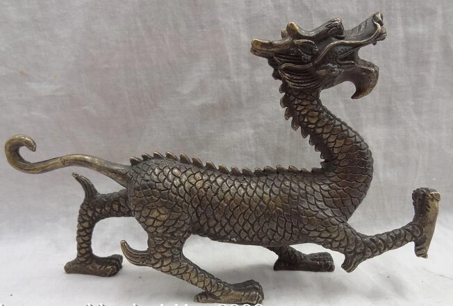 

JP S0606 8" Chinese Bronze Collect Protect FengShui Dynasty Dragon Kylin Unicorn Statue (B0413)