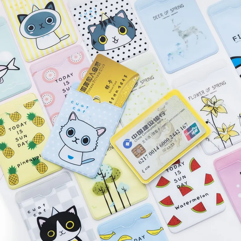 

CUSHAWFAMILY Cute Cartoon fish, fruit, cat pvc card case IC card Credit CARDS student CARDS Protective film case kids gifts