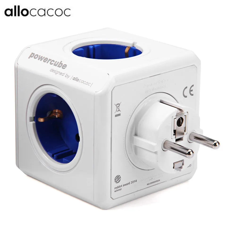 Allocacoc PowerCube розетка с 4 выходами 2 usb порта адаптер для умного дома 16А 250 В