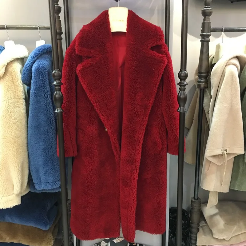 parka real fur women 2018 Natural Fur Coat Long Winter Jacket Famel Wool Sheep Shearing Fur Streetwear Oversize Thick outwears