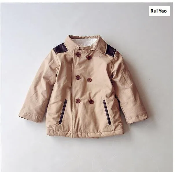 

Winter Baby jacket for Boy coat outerwear plain Patchwork Leather fashion Toddler kids clothes children clothing casual