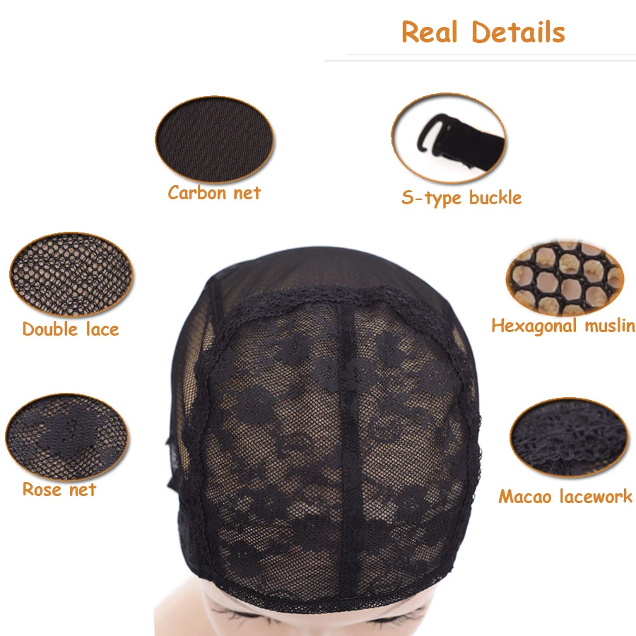 S M L XL Weave Caps for Making a Wig Cap with Adjustable Straps Black Large Small Hairnets Wigs Cap for Sew Human Hair Extension