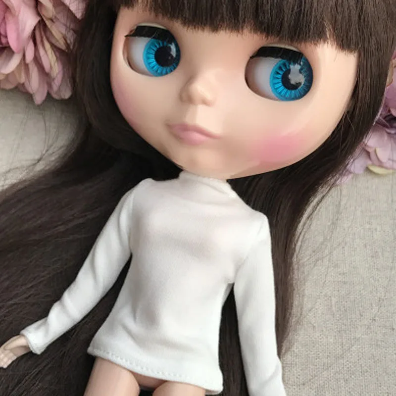 1 шт. рубашка с длинными рукавами для куклы блайз Базовая рубашка Одежда для Барби блузка Momoko кукольная одежда 1/6 аксессуары для кукол - Цвет: white