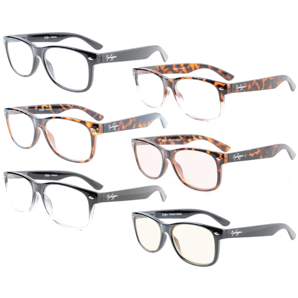 R900 смешивания Eyekepper 6-Pack читателей качество весной петли Ретро Очки для чтения для женщин в комплекте 2-PCS компьютер Очки+ 0.00-+ 4.00