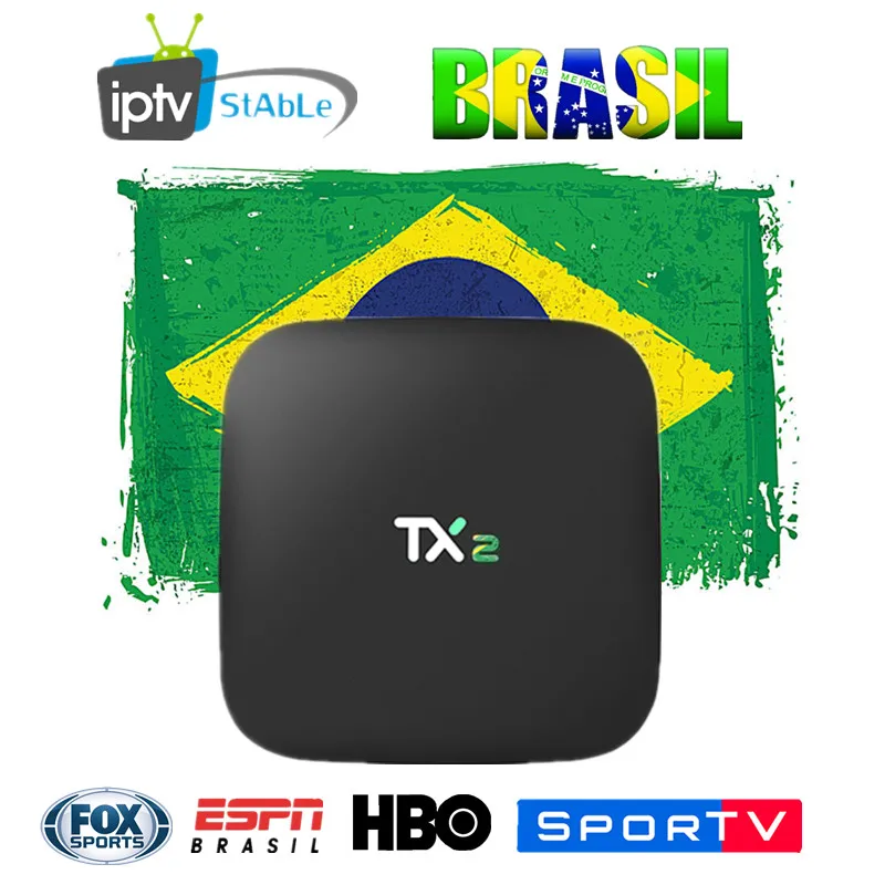 Супер IPTV TX2 Мини Android 7 1 ТВ коробка Смарт Бразилия подписка один год HBO Спорт | ТВ-приставки и медиаплееры -32966825560