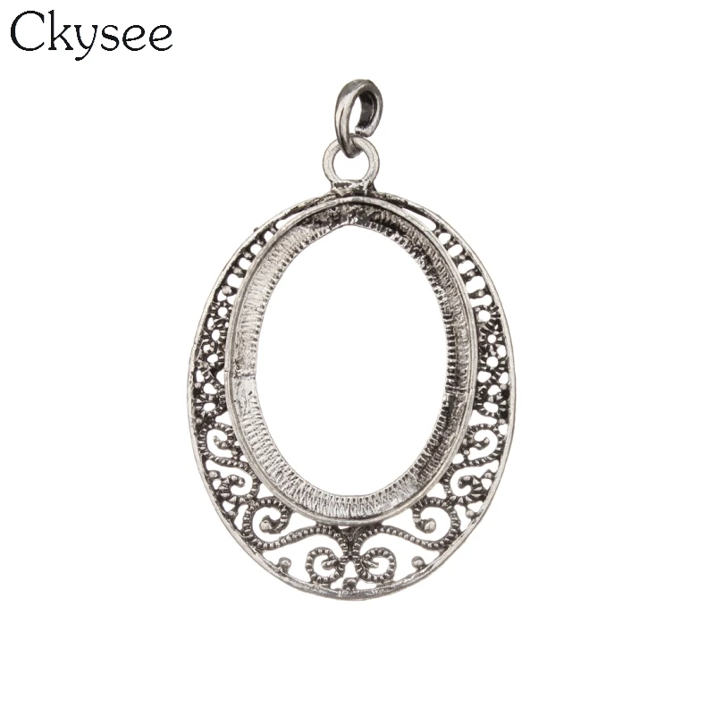 Ckysee Cabochon Base in Face Fundation 10 Pcs/lot Antique Silver Flower Pattern Oval Blank Cbochon Settings Cameo | Украшения и