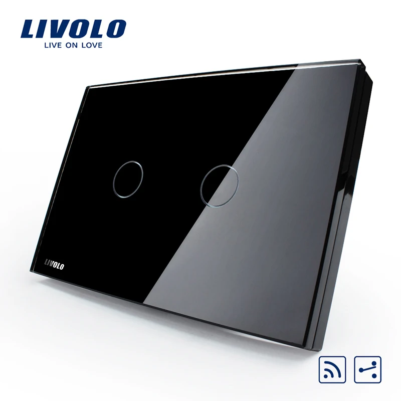 New Style US AU Standard VL C302SR 82 Black Pearl Crystal Glass Panel 2 Way Digital
