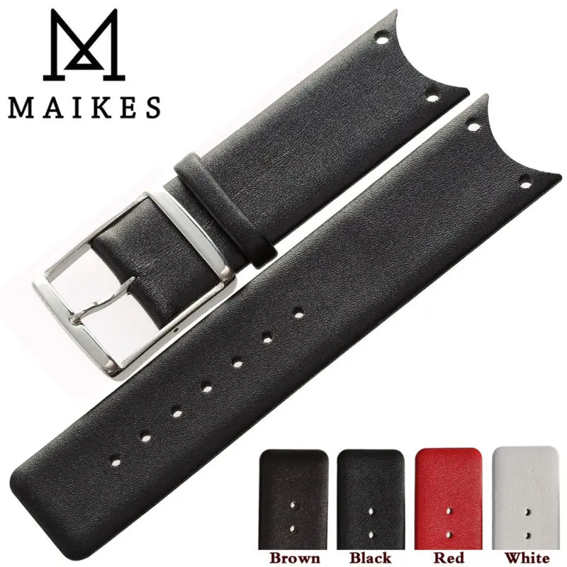 MAIKES Good Quality Genuine Leather Watch Strap Band Accessories fashion Black Watchbands For CK Calvin Klein KOH23100 KOV231