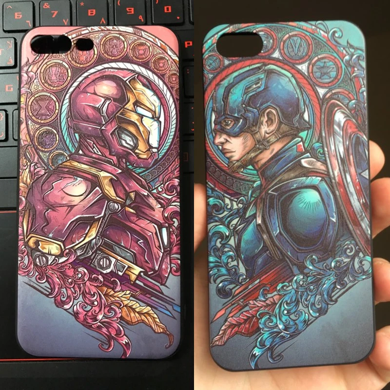 For coque iphone 8 plus Cover Marvel Angry Embossed