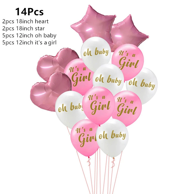 Воздушный шар на день рождения Babyshower, воздушный шар на день рождения для мальчиков/девочек, украшение для вечеринки на день рождения, воздушный шар для детей, декор для детей, воздушные шары - Цвет: 14pcs girl baby set