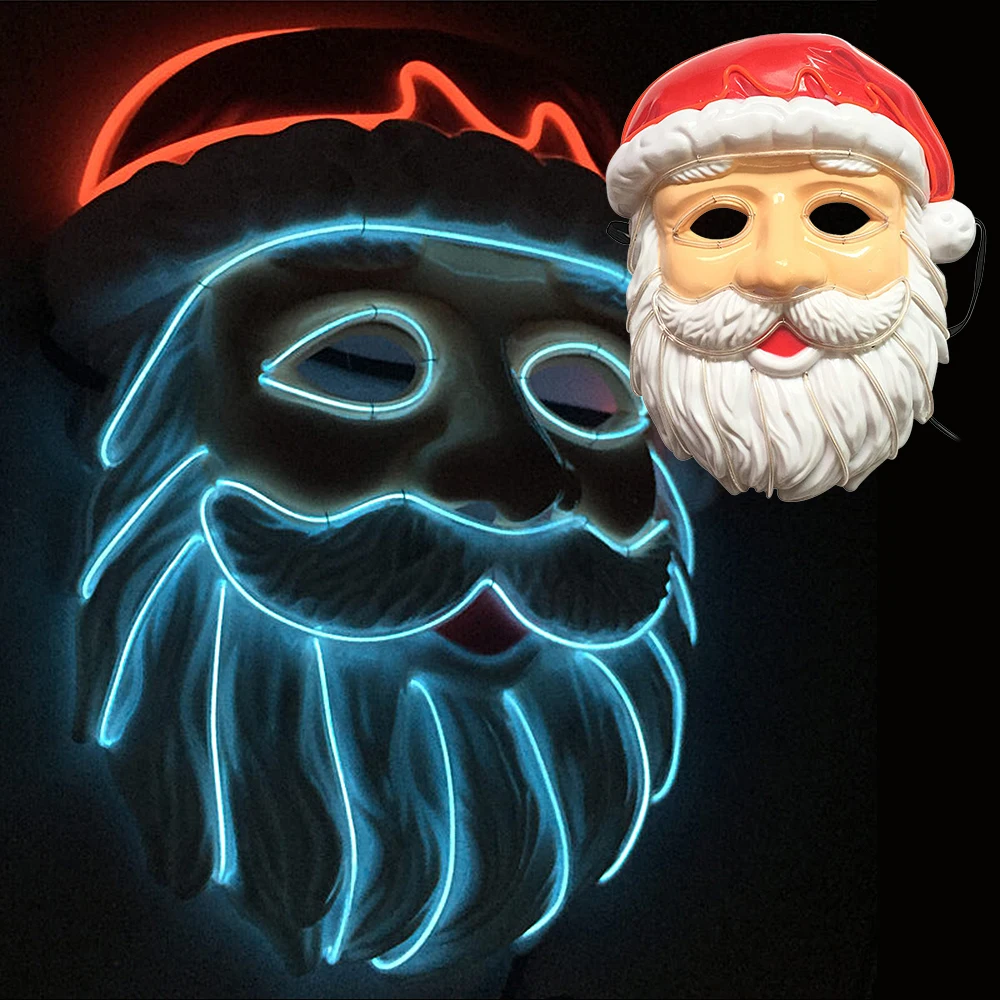 Рождественская маска светодио дный холодный свет маска Забавный Маска фестиваль Косплэй костюм Санта Клаус