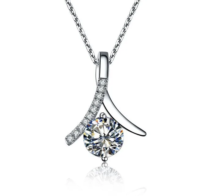 

Genuine Sterling Silver 2 Carat Figure Shape Engagement Sweater Pendant NSCD Mancreat Diamond Wedding Pendant Silver Necklace