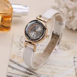Модный бренд кварцевые женские часы кожаный ремешок Нержавеющая сталь случае Аналоговый наручные часы Водонепроницаемый Для женщин часы