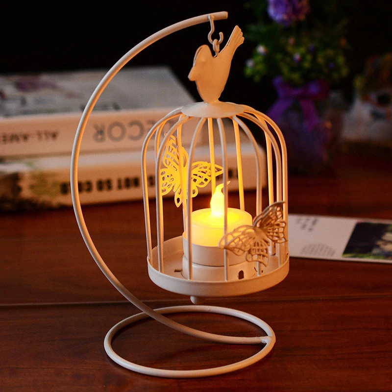 White/Black Lantern Tealights Candle Holder Stand Xmas Candles Lights Decoration