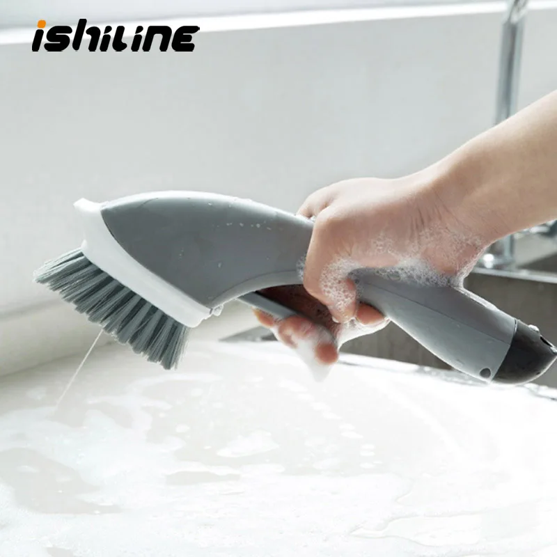 

Strong Decontamination Kitchen Cleaning Brush Bath Tile Brush Soap Dispenser Brush Hot Sale Magic Kitchen Clean Tools