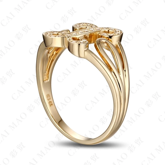 CaiMao 14KT/585 Yellow Gold 0.12ct Round Cut Diamond Engagement Gemstone Wedding Band Ring Jewelry