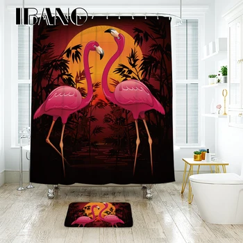 

Flamingos Shower Curtain Waterproof Polyester Fabric Bath Curtain For The Bathroom 40x60cm Floor Mat