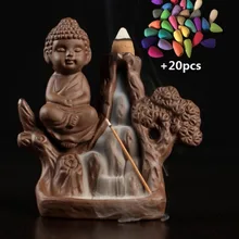 Creativ Будда ладан горелка домашний декор дым обратного потока ладан горелка водопад монах Курильница держатель для ароматических палочек