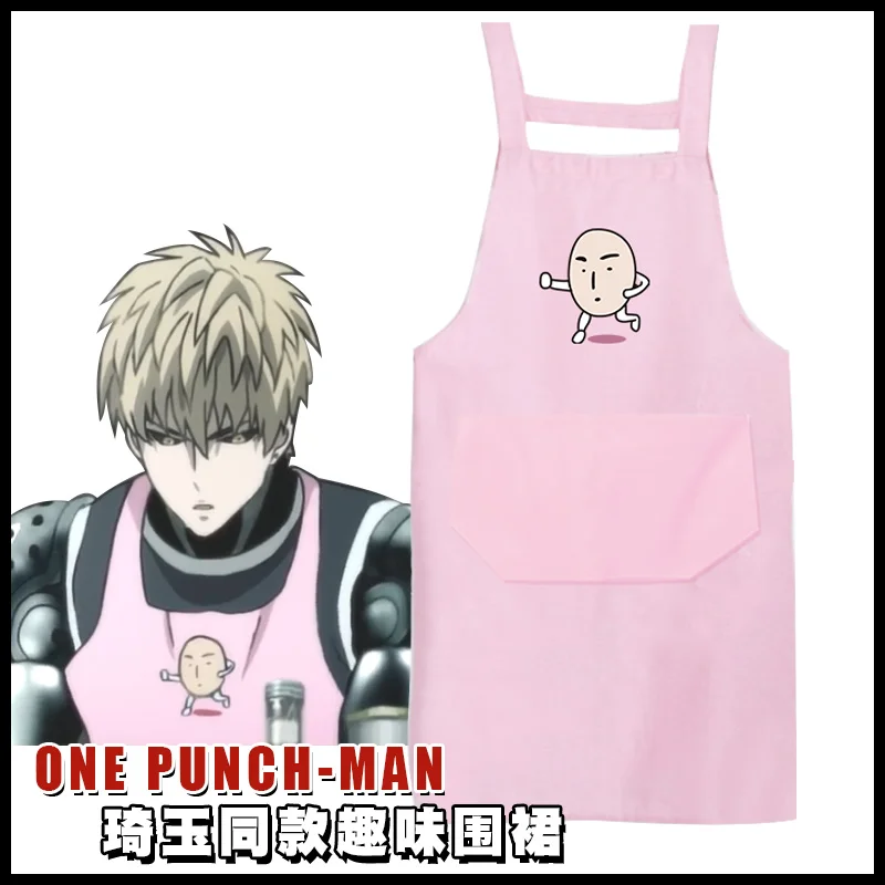 

Anime ONE PUNCH-MAN Saitama Cute Pink Funny Apron Cosplay Costume Japanese Daily Summer Short Sleeve T shirt Tee Tops Casual