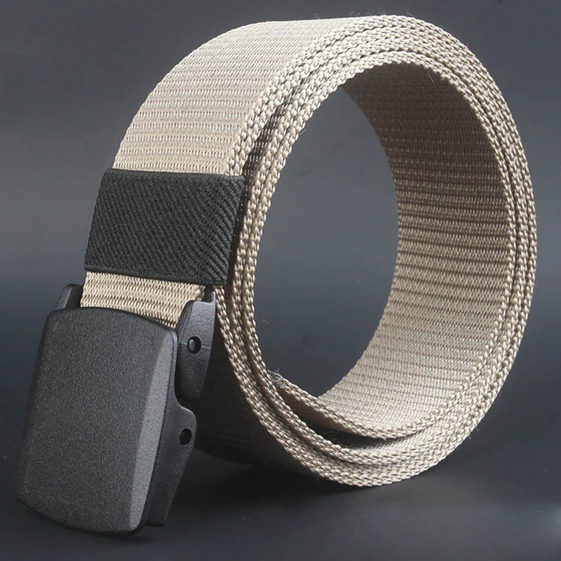 2019  Wild Men Canvas Belt Hypoallergenic Metal free Plastic Automatic Buckle Leather belts for men women 40FE0110
