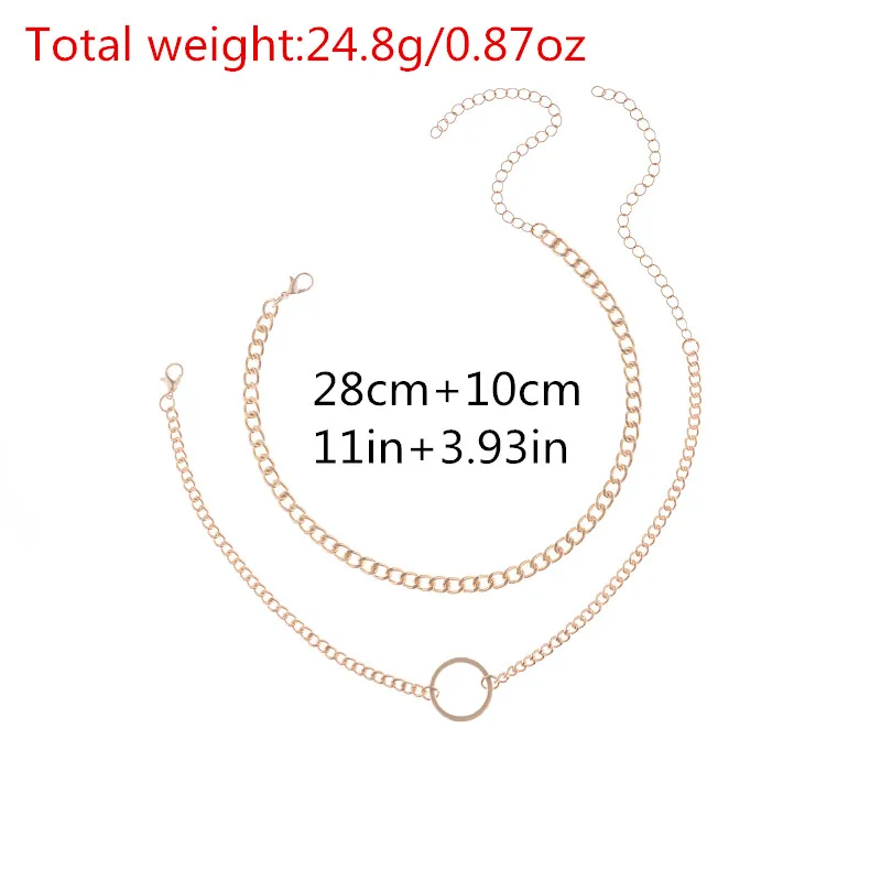 IngeSight. Z панк стиль медный круг кулон чокер ожерелье двойных слоев шеи воротник для женщин и девушек ожерелье ювелирные изделия