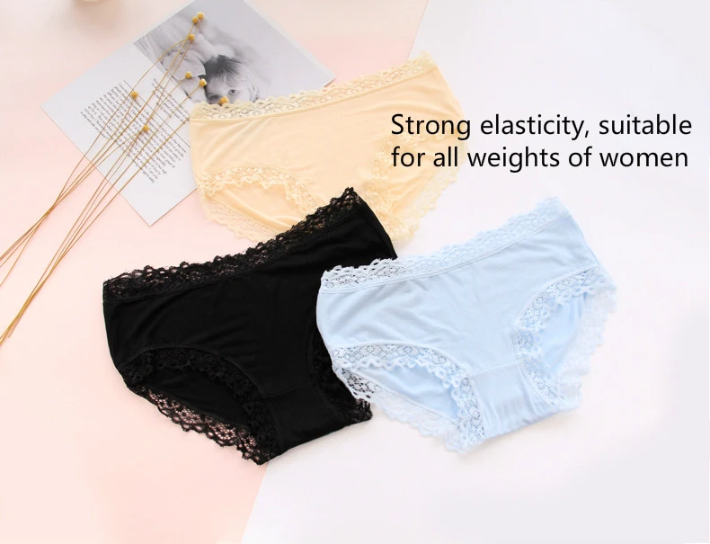 

Women Ladies Panties Modal pure sexy lace Briefs Women Low-Rise Underwear New Bamboo Fiber Breathable Underwear Soft Panties