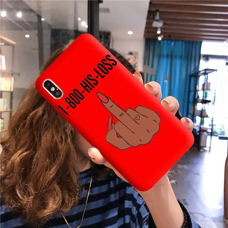 Funny Black Head Girl Phone Case Make Money Not Friends Women For iPhone 11Pro Max X XR XS 8 7 6s Plus Candy Red Silicone Cover - Цвет: TPU