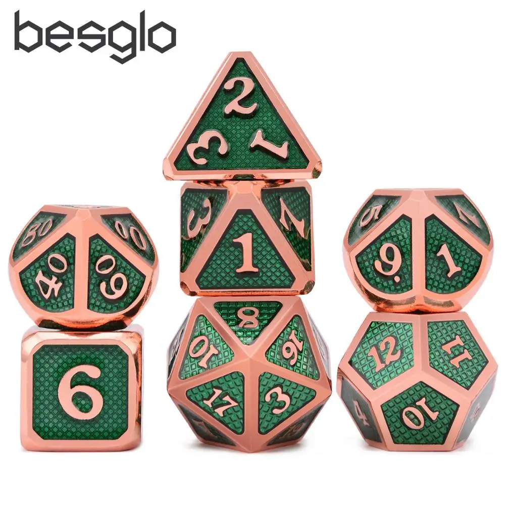 Battleworn Серебряный набор из 7 металла Dice Die D4 D6 D8 D10 (00-90,0-9) D12 D20 для ролевых игр Подземелья и Драконы Pathfinder