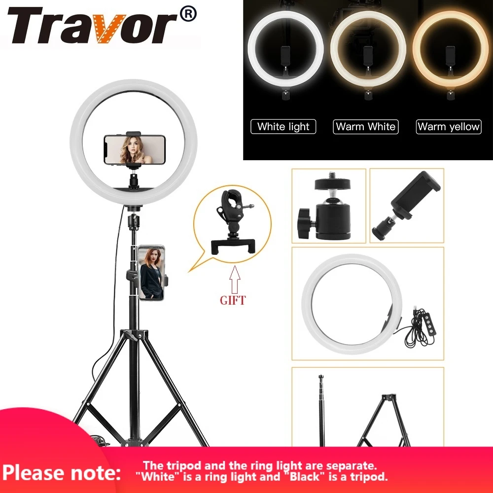 

Travor Ring Light 12 Inch USB Interface 3-pole dimming LED Ring Lamp For Studio Photography Photo Light Round Lamp Youtube