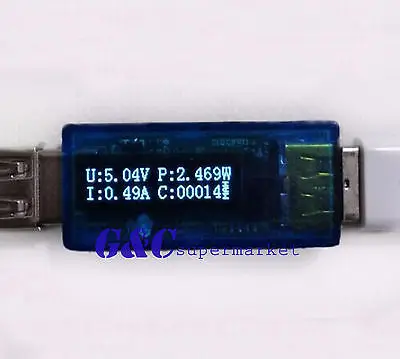 

1PCS OLED USB Charger Current Voltage Capacity Power Detector Teer BLUE +case