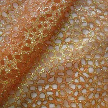 Модная оранжевая клеевая блестящая сетчатая Французская ткань, блестящая французская вечерняя одежда, кружевная ткань, Африканское шитье, Свадебный декор