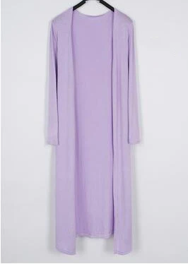 Модал длинный женский кардиган шаль с длинным рукавом, солнце ветровка лето-осень большой размер тонкий кондиционер пальто LD133 - Цвет: Purple