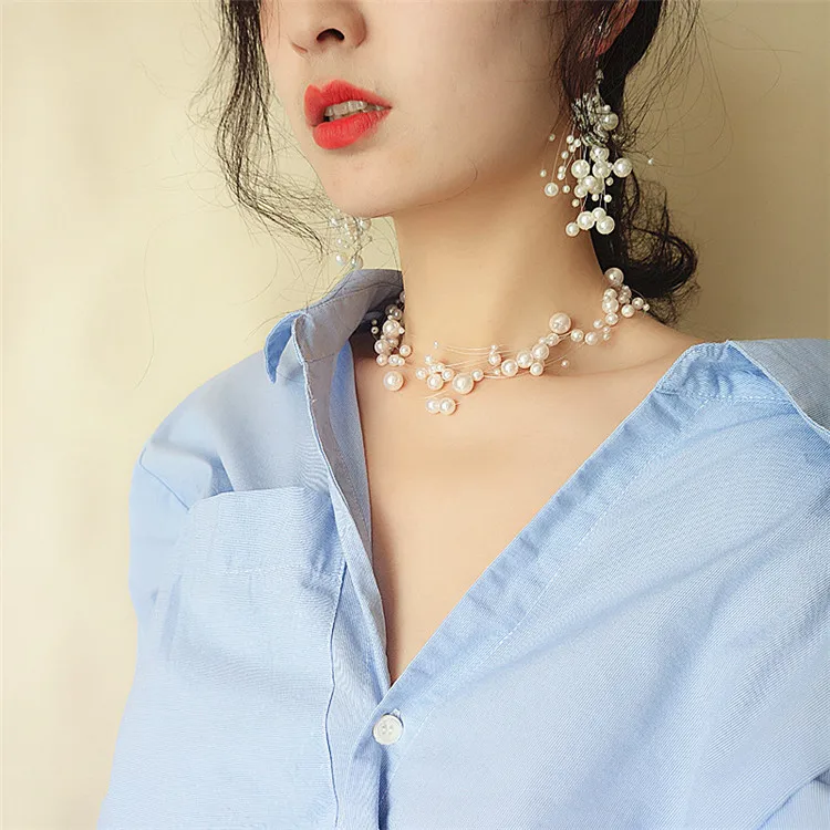 2018 Women Cute and Romantic Pearl Chokers Girl's Necklaces
